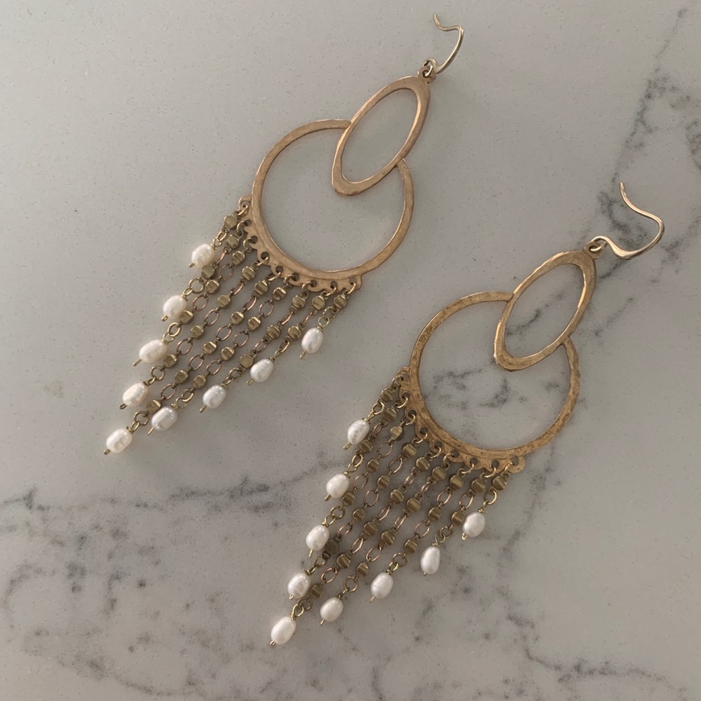 Handmade pearl duster earrings - Picture 2 of 9